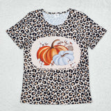 Pumpkin Leopard Print Mama Mommy & Me Adult Short Sleeve Top