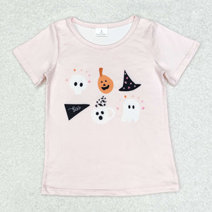 Pumpkin Boo Pink Girls Halloween Top