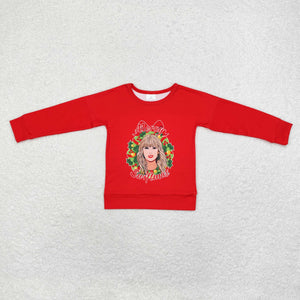 Merry Swiftmas Singer Red Girls Christmas Top