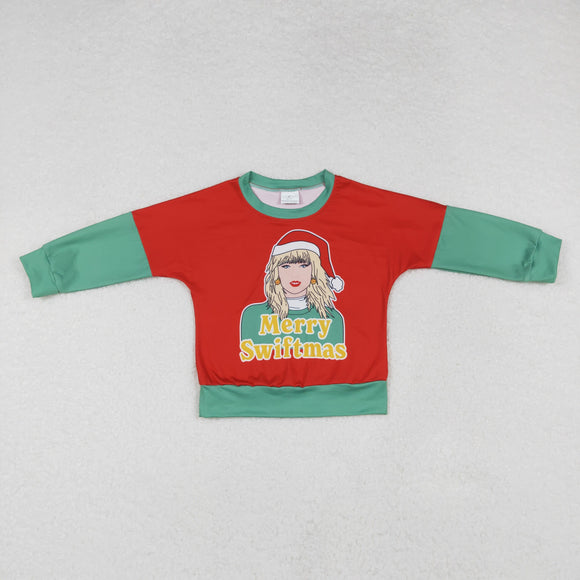 Merry Swiftmas Singer Red Green Girls Christmas Top