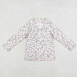 Leopard Print Polo Girls Long Sleeve Top