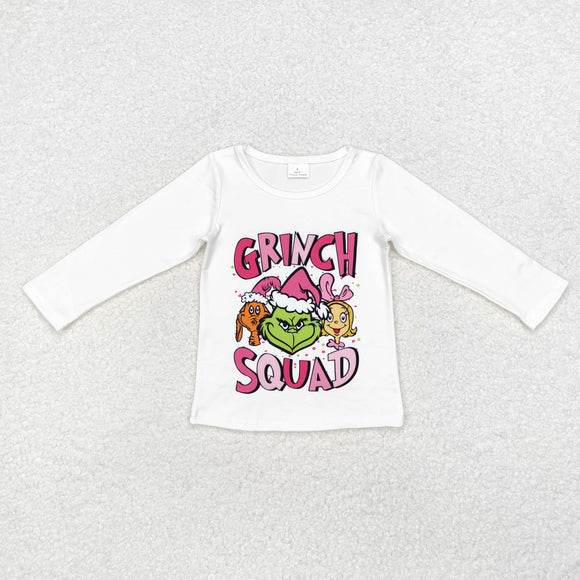 Squad Letters White Girls Christmas Top