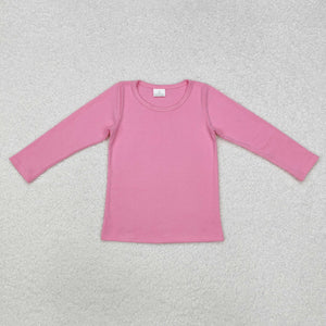 Solid Pink Girls Long Sleeve Top