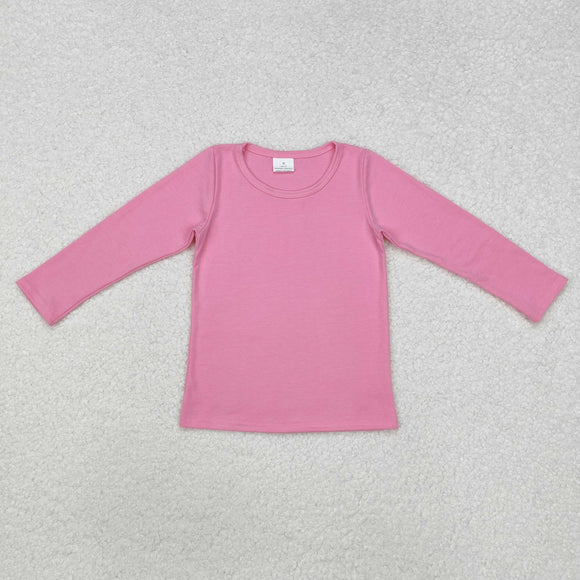 Solid Pink Girls Long Sleeve Top