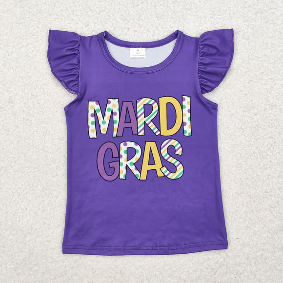 Letters Purple Girls Mardi Gras Top