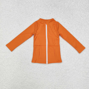 Solid Orange Yoga Girls Long Sleeve Top