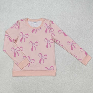 Bow Pattern Pink Adult Long Sleeve Top