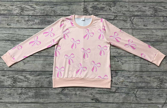 Pre-sale Bow Pattern Pink Adult Long Sleeve Top