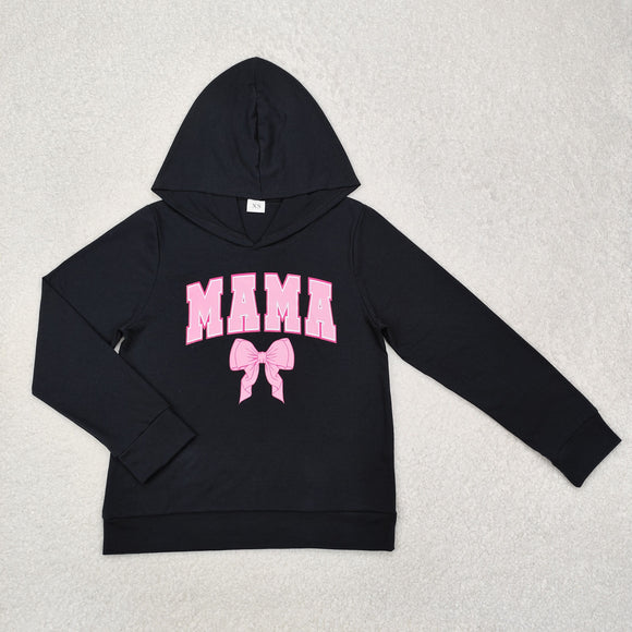 Adult Mama Bow Black Mommy & Me Hoodie Top