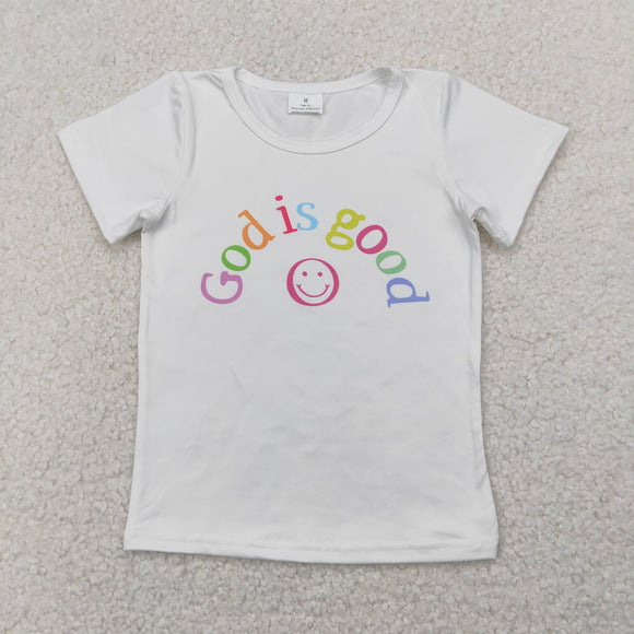 God is good Smile White Boys Short Sleeve Top
