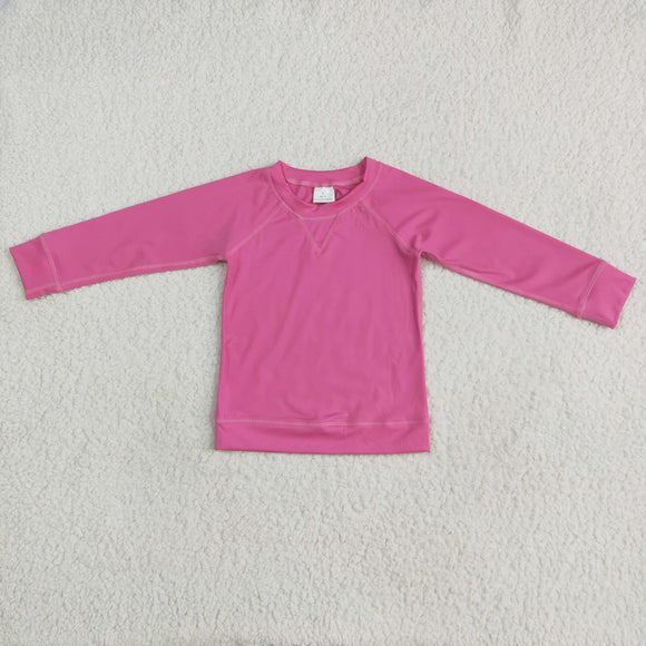 Solid Hot Pink Athletic Girls Long Sleeve Top