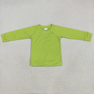 Solid Light Green Athletic Girls Long Sleeve Top