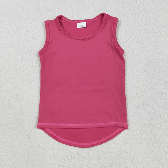 Solid Hot Pink Athletic Girls Sleeveless Top