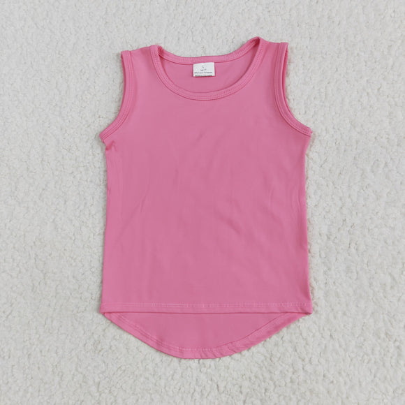 Solid Pink Athletic Girls Sleeveless Top