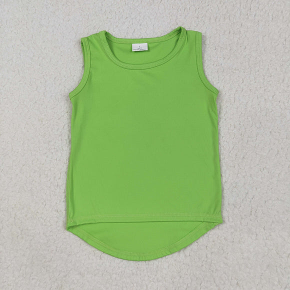 Solid Green Athletic Girls Sleeveless Top