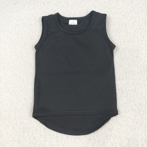 Solid Black Athletic Girls Sleeveless Top