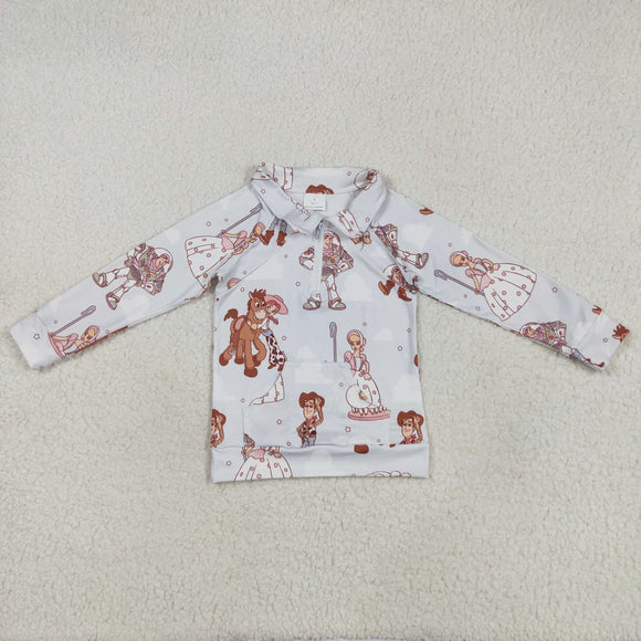 Cartoon Blue Girls Long Sleeve Top
