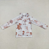 Cartoon Blue Girls Long Sleeve Top