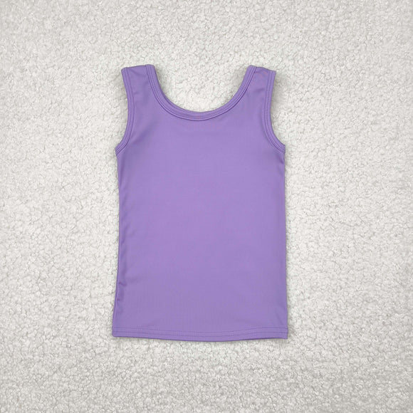 Solid Purple Athletic Girls Sleeveless Top