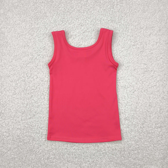 Solid Hot Pink Athletic Girls Sleeveless Top