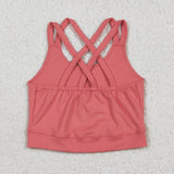 Solid Pink Athletic Vest Girls Sleeveless Top