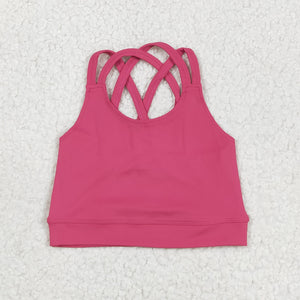 Solid Hot Pink Athletic Vest Girls Sleeveless Top