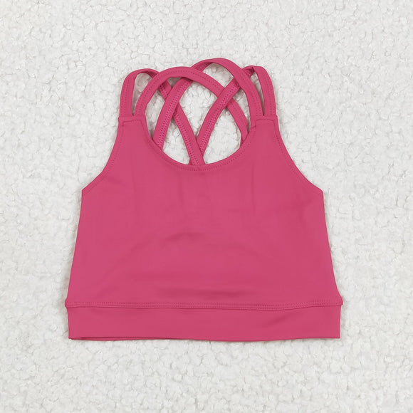Solid Hot Pink Athletic Vest Girls Sleeveless Top