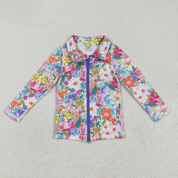Pink Floral Athletic Yoga Girls Long Sleeve Top