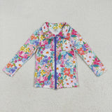 Pink Floral Athletic Yoga Girls Long Sleeve Top