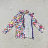 Pink Floral Athletic Yoga Girls Long Sleeve Top