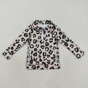 Leopard Print Athletic Yoga Girls Long Sleeve Top
