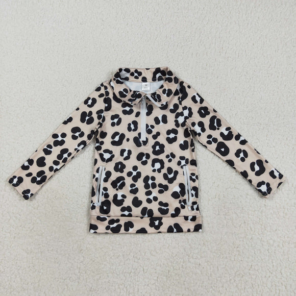 Leopard Print Athletic Yoga Girls Long Sleeve Top