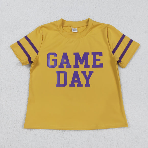 Game Day Purple Yellow Girls Short Sleeve Top