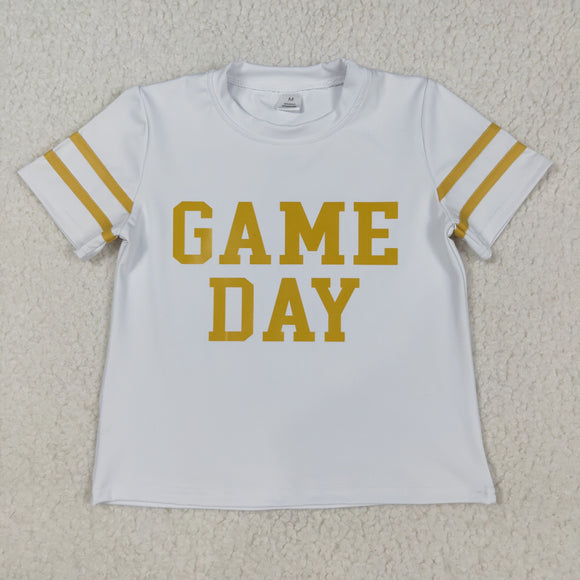 Game Day Golden White Girls Short Sleeve Top