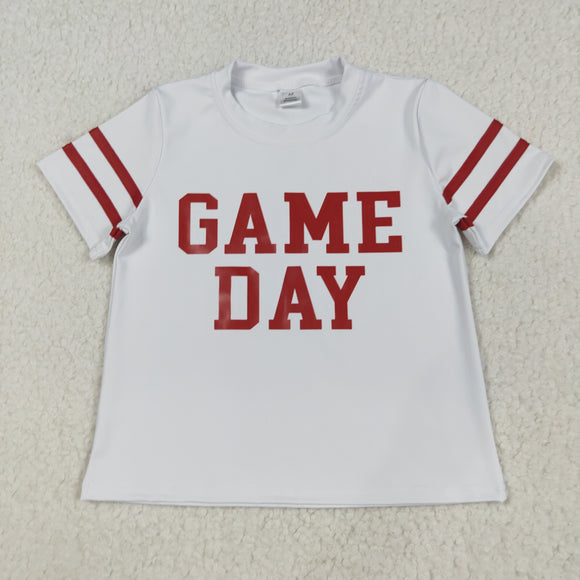 Game Day Red White Girls Short Sleeve Top