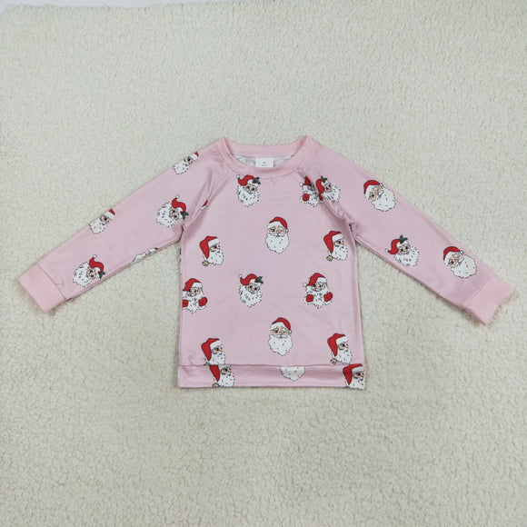 Santa Pink Girls Christmas Top