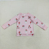 Santa Pink Girls Christmas Top