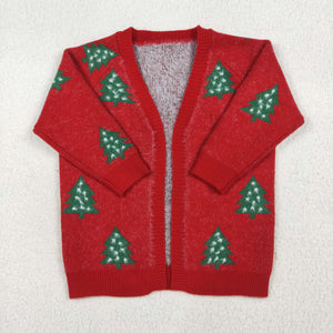 New-Tree Red Cardigan Sweaters Girls Christmas Top