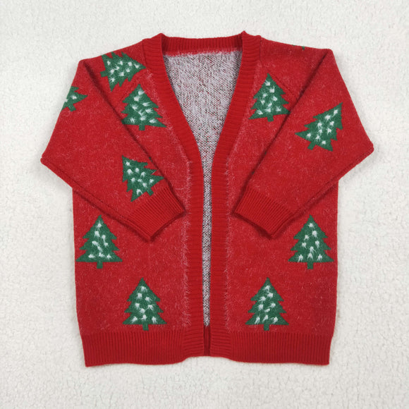 New-Tree Red Cardigan Sweaters Girls Christmas Top