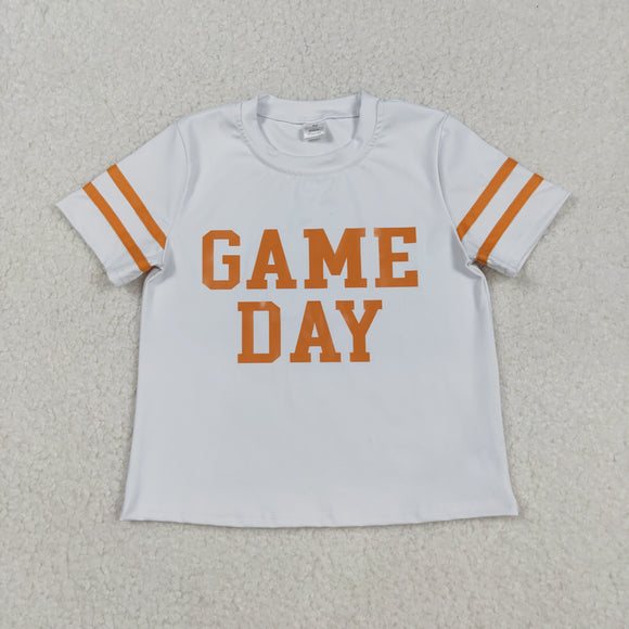 Game Day Orange White Girls Short Sleeve Top