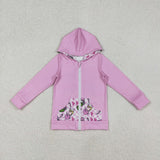 Cartoon Pink Zipper Hoodie Girls Christmas Top