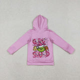 Cartoon Pink Zipper Hoodie Girls Christmas Top