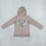 Deer Brown Camo Pocket Zipper Girls Hoodie Top