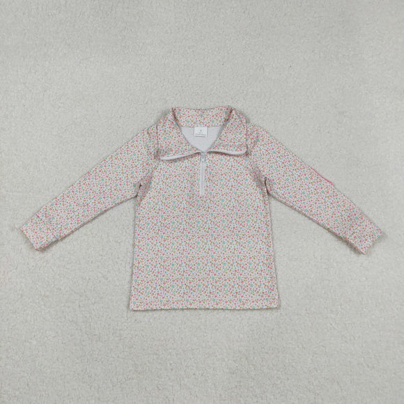 Floral Pink Polo Boys Long Sleeve Top