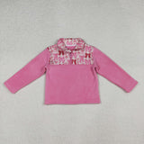 Bow Pattern Hot Pink Pullover Plush Coat Girls Christmas Top