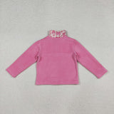 Bow Pattern Hot Pink Pullover Plush Coat Girls Christmas Top