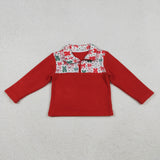 Bow Pattern Red Pullover Plush Coat Girls Christmas Top