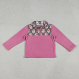 Santa Leopard Print Hot Pink Pullover Plush Coat Girls Christmas Top
