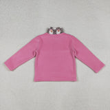 Santa Leopard Print Hot Pink Pullover Plush Coat Girls Christmas Top