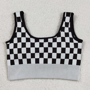 Plaid Black White Adult Top